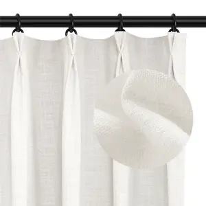 Zeerobee 2pcs Blackout Curtains Linen Curtains for Living Room Bedroom Pinch Pleated Curtains Set, Thermal Room Darkening Window Curtain Drapes Outdoorfun