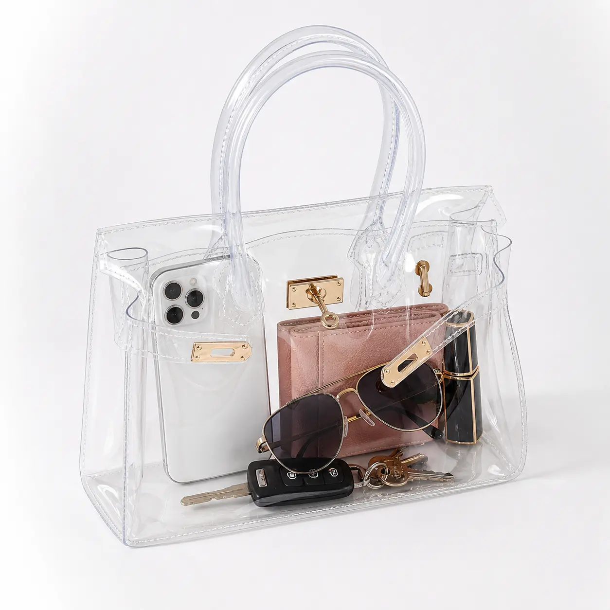 Transparent Jelly Women Handbag, Lightweight Casual Fashion Purse, 11.81"× 5.51" × 9.06"Large Capacity Beach & Concert Bag, Airport Approved, Stylish Practical Clear Bag