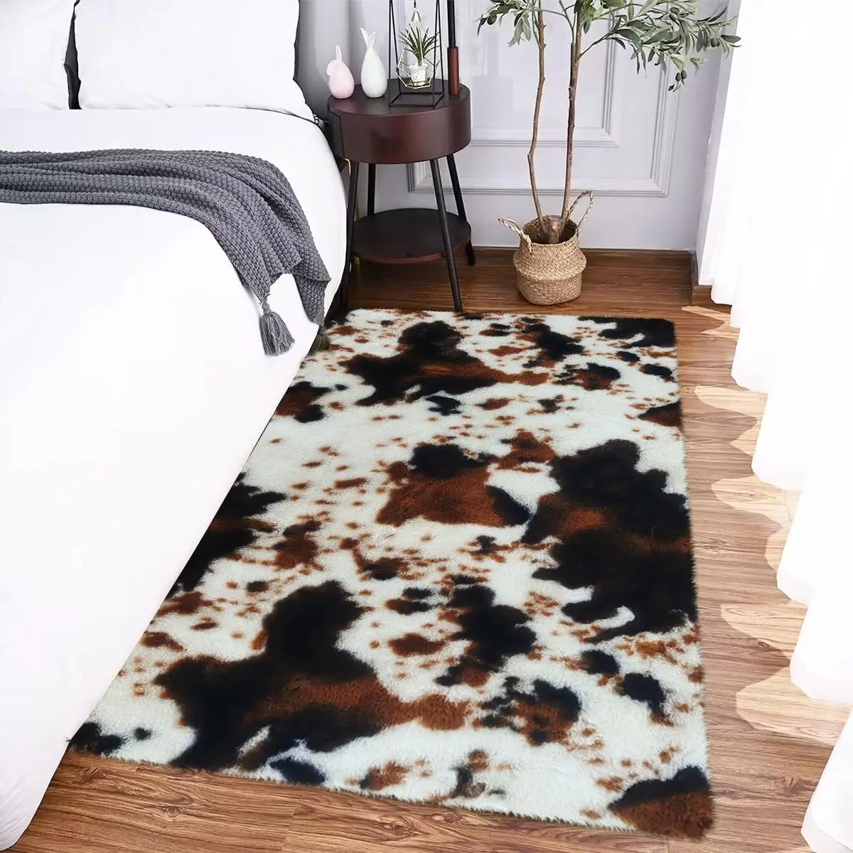 Animal Printed Rug for Room Decor, 1 Count Soft Durable Non-slip Rug, Cow Print Stuff for Home Decor, Decorative Area Carpet for Home Living Room Bedr