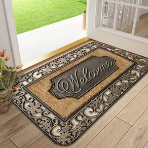 Floral/marble Pattern Welcome Door Mat, 1 Count Non-slip Soft Floor Mat, Decorative Absorbent  Carpet for Home Living Room Bedroom Bathroom, Vanity Decor Accessories