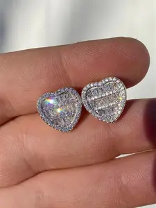 Heart Shaped Rhinestone Decorated Stud Earrings, Sweet Fashion Jewelry for Women for Party, Daily Clothing Decor, Trendy All-match & Exquisite Jewelry for Gift, Fashionable Earrings, Studs Earrings, High Quality Earrings