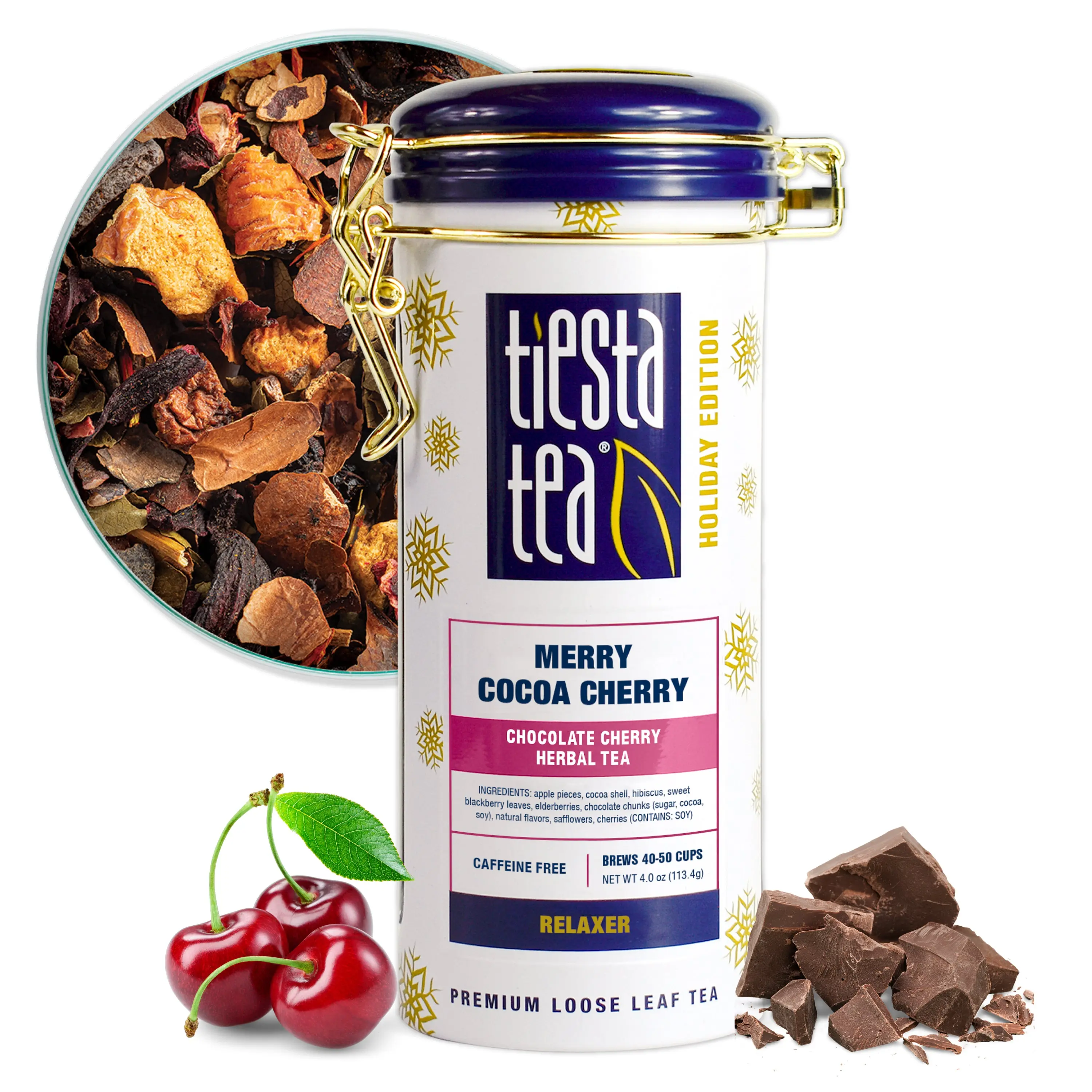 Chocolate Cherry Herbal Tea, Caffeine Free Holiday Loose Leaf Tea | Tiesta Tea