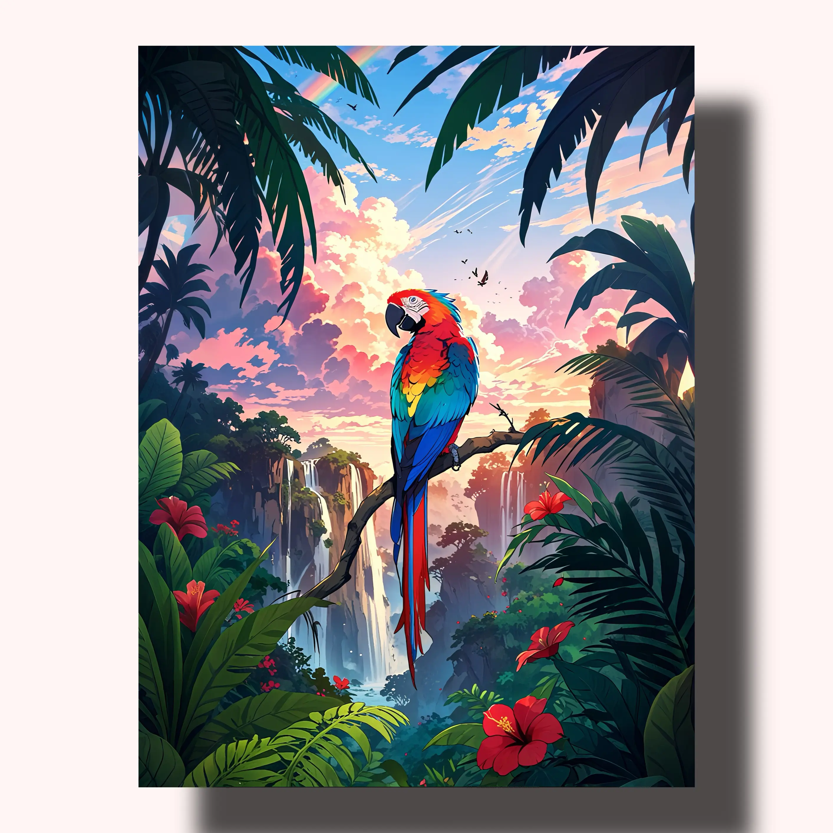 Paint by Numbers Kit for Tropical Forest Budgie Bird, Beginner-Friendly Calming DIY Craft, Vibrant Canvas Art, Durable Home Decor Personalized Gift for Adults Birthdays