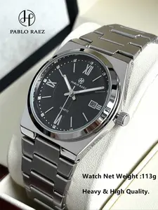 Luxury Men's Stainless Steel Wristwatch with Luminous Hands, Durable Watch, Stainless Steel Dial, Butterfly Buckle, Quartz Movement, Ideal Gift for Father or Male Friend