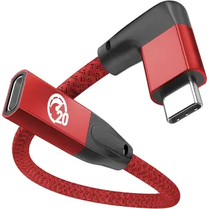 Right Angle USB C Extension  0.6FT, 90  USB-C 3.2 Gen 2 20Gbps Male to Female Type C 4K Video Extender Cord, for USBC Hub, MacBook, iPad Pro/Air/Mini, Galaxy S25/S24,  16 15