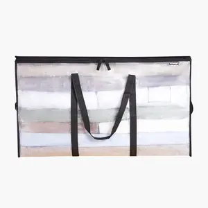 VEVOR 90L Large Storage Bags, 6 Pack Clothes Storage Bins, Foldable Closet Organizers Containers with Reinforced Handle, Plastic Storage Bags for Clothing, Blanket, Comforter, Bed Sheet, and Pillow
