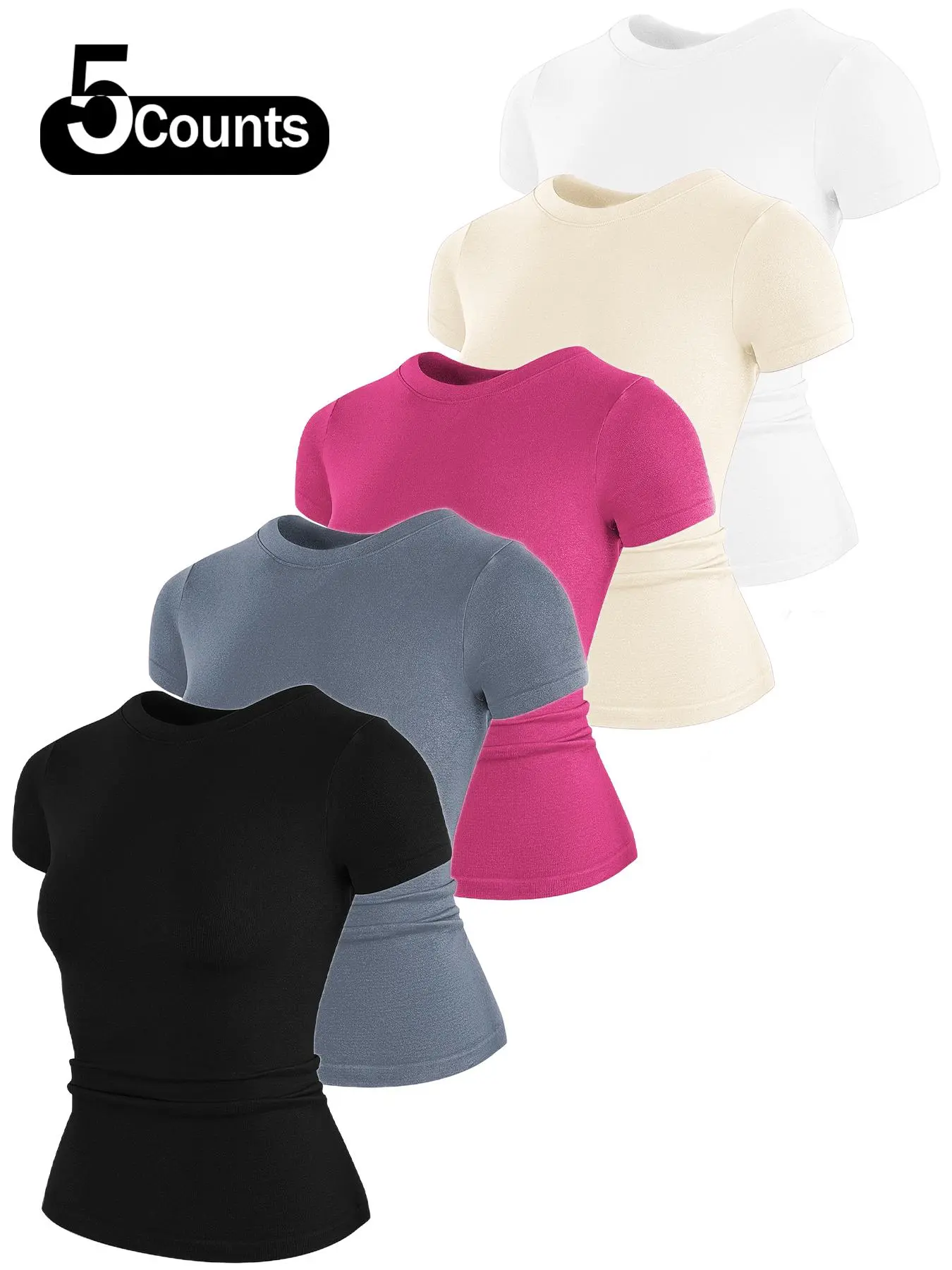 Women's Solid Color Raglan Sleeve Athletic Sports Tee, Casual Comfy Breathable Short Sleeve T-shirt for Gym Workout Running, Ladies Sportswear for All Seasons