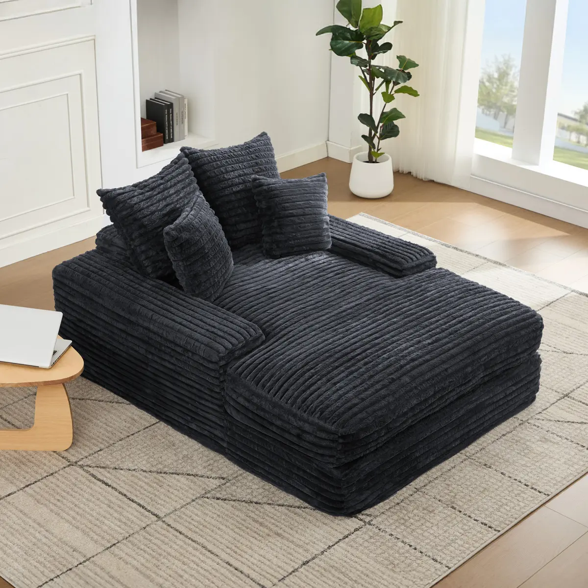 Suede Corduroy Convertible Sofa Bed Loveseat - Modern Boneless Cloud Modular Upholstered Furniture with Oversized Rivet Design, Leather Storage, Massage, Gaming Recliner, Adjustable Sleeper, Deep Seat for Small Apartments Living Room (Couch) reading nook,