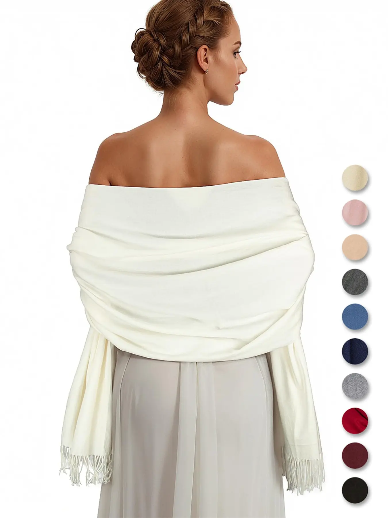 1pc Women's Solid Color Fringe Fashion Shawl Scarf, Perfect for Bridesmaids, Elegant Gift Item, Ideal Wedding Accessory, Stylish Wrap for Special Occasions