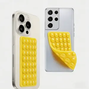 2-Pack Silicone Phone Mount with Double-Sided Suction Cups, Strong-Grip Hands-Free Holder for Selfies & Video, Non-Slip Case Stand