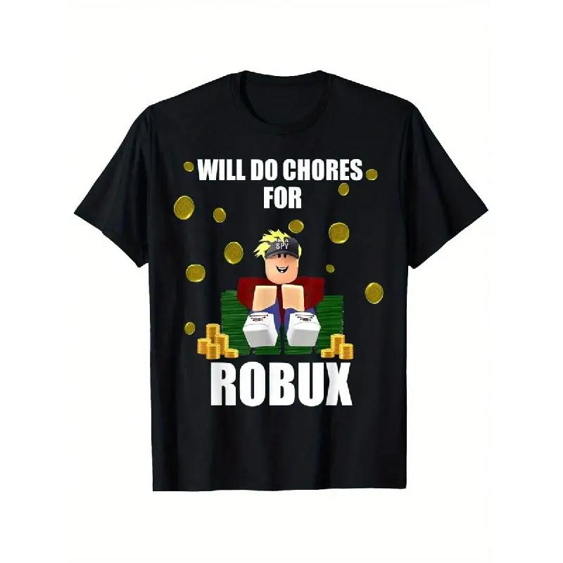 🎮 🕹️ 👾 Noob & Pro Gamer Will Do Chores For Robux Funny  T-Shirt, Roblox Inspired Graphic Tee, Casual Cotton Short Sleeve Crew Neck Shirt, Trendy Gaming Streetwear, Unisex Fit for Boys and Girls, Comfortable Daily Wear, Perfect Gift for Young Gamers