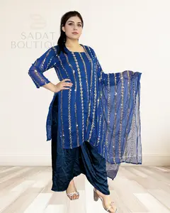 Royal Blue Sequin Striped Ensemble – Timeless Elegance with a Festive Touch