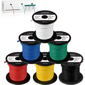 14 Gauge Wire 600FT, 14 AWG Auto 100ft Each Spool, 6 Colors Copper Clad Aluminium Low  Electrical, Hookup Wire Kit for Breadboard/Automotive/DIY/