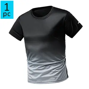 Men’s quick-dry short-sleeve T-shirt, crew-neck sports top—stylish gradient design, suitable for everyday running, fitness training, and casual wear.