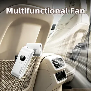 【Car Essentials】Mini Handheld Turbo Fan: Phone Stand, Neck Strap, Waist Clip, Rotatable, Foldable & Handheld. 5000mAh Long Battery Life. For Commuting, Cycling, Car Interior Accessories Hiking & Outdoor Activities  Summer Essential. Fathersdaygift