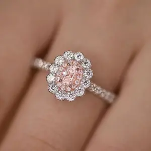 1pc Luxury Two-Tone Sunflower Ring with Four-Prong Oval Cut Cubic Synthetic Zirconia Accent, Wedding Ring, Promise Ring