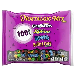 Wonka Gobstoppers, Spree, Runts, Bottlecaps, Nostalgic Candy Assortment, Party Mix, Hard Candy, 36.5 oz, 100 Count
