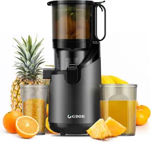 GDOR 5.3" Self-Feeding Cold Press Juicer | Whole Fruits No Cutting | Large Feed Chute | Easy Clean | 250W Slow Squeeze | Gun Grey | Morning Juice or Detox