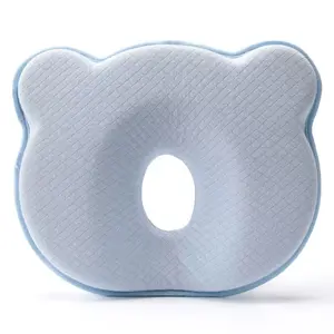 Bear Shaped Memory Foam Baby Pillow, Soft Breathable Sleeping Pillow, Pink & Blue Optional