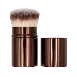 Portable Retractable Face Makeup Brush with Dustproof Cover and Soft Bristles