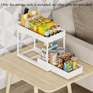 1-piece sink lower storage rack, bathroom cabinet storage box, Bathroom essentials accessories, 2-layer sliding cabinet storage basket, kitchen accessories, kitchen storage supplies, bathroom countertop under storage rack with hook