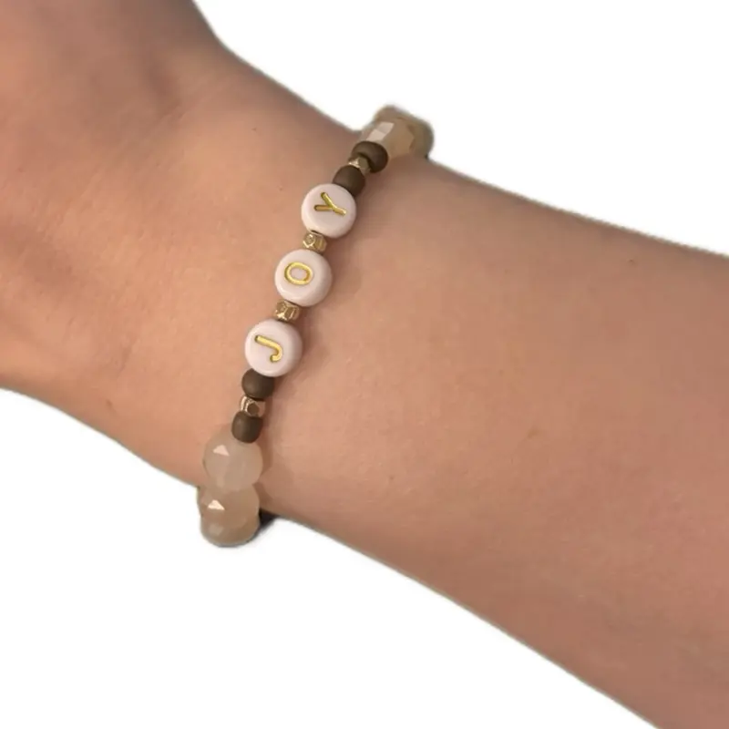 Hope&HustleCo Joy Bracelet | Handmade Beaded Stretch Bracelet | Recovery Jewelry | Positivity Gift | Mental Health & Sobriety Support