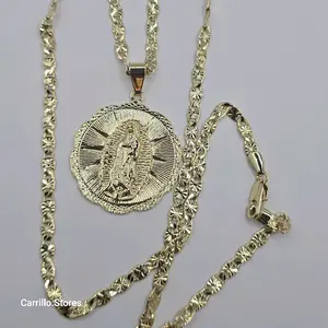 Virgin Mary Necklace 24-Inch Round Design with Unique Detailing and regular Chain fashion jewelry