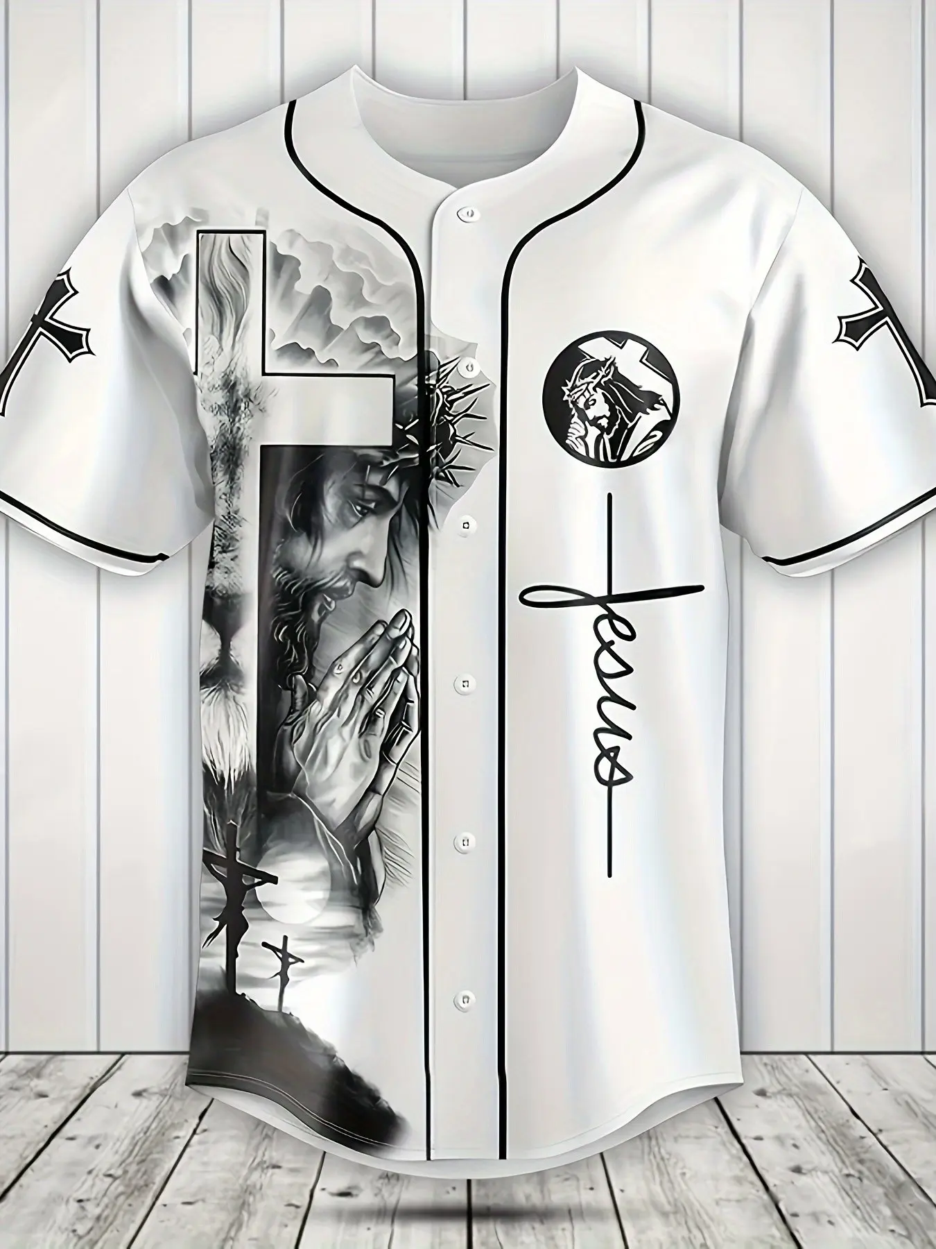 New color-blocked letter print men's short-sleeved baseball jersey, stylish and simple button-down baseball jacket, sporty and casual versatile men's top, Sportswear for summer, Sports Clothing