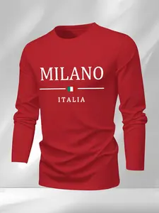 Milan Casual Geometric print Fitted long-sleeved T-shirt
