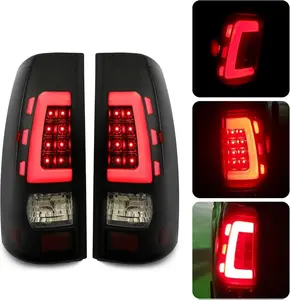 Taillight Compatible with 1999-2006 Chevy Silverado 1999-2002 GMC Sierra 1500 2500 3500 LED Tube Bar LED Tail Lights Lamp (Smoked Lens+Black Housing)