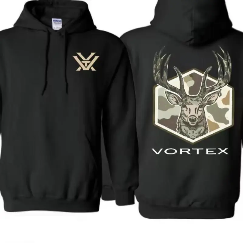 Vortex Deer Pattern Hoodie Camouflage Deer Head Pattern Hunting Sweatshirt Outdoor Wildlife Pattern Pullover Suitable for Hunters and Nature Enthusiasts Men's and Women's Hoodie