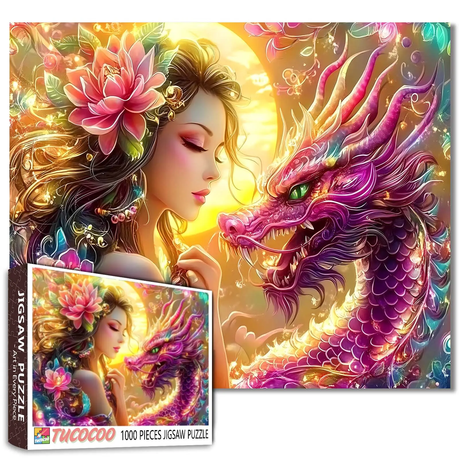 Tucocoo Fantasy Mermaid Angel Fairy 1000 Pieces Jigsaw Puzzle for Adults Relaxing Brain Challenge Home Decoration Gift Idea Family Game 27.5x20inch(70x50cm)