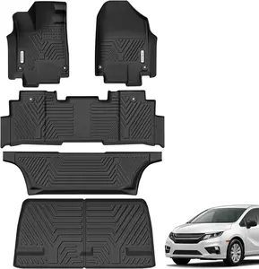 YINTATECH Floor Liner and Cargo Mats for Honda Odyssey 2018-2025 Mini Passenger Van, TPE-LITE All Weather Protection Floor Liners,1st 2nd and 3rd Rows Car Mats and Trunk Liner,Full Set Car Mats, Black
