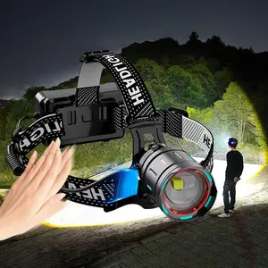 Rechargeable Headlamp, 1 Box Outdoor Waterproof Headlight with Sensor Switch, Zoom Head Lamp for Camping Hunting Work Fishing, Flashlight, Lighting, Torch, Adjustable Waterproof Flashlight