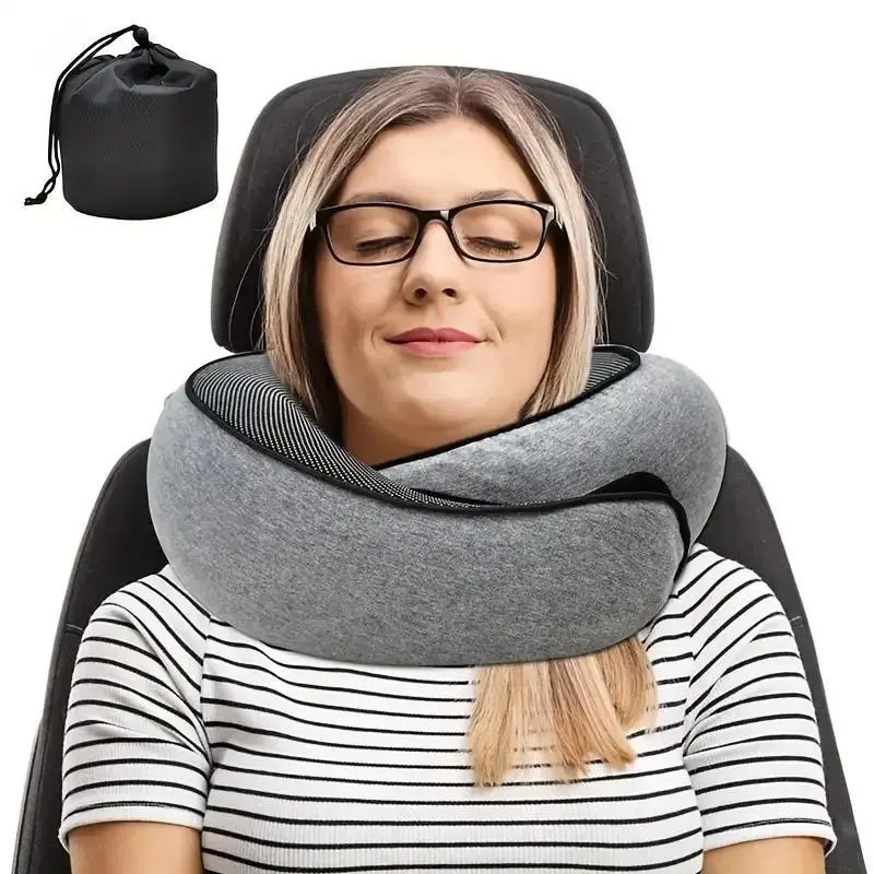 Multifunctional Memory Foam Travel Neck Pillow, Soft Foldable Durable U-Shaped Support, Portable Lightweight Cervical Pillow for Train Plane Car Office Home, Travel Neck Cushion