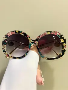 Large Round Frame Glasses Vintage Fashion High-End Style Metal Legs Unisex, Casual Decorative Lens Eyewear for All Seasons