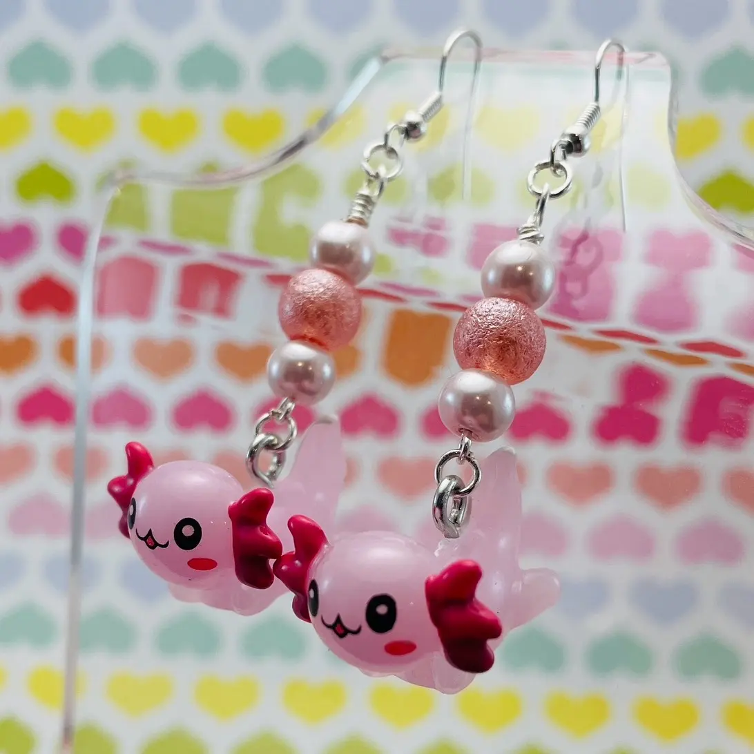 Bubblegum Pink Axolotl Earrings