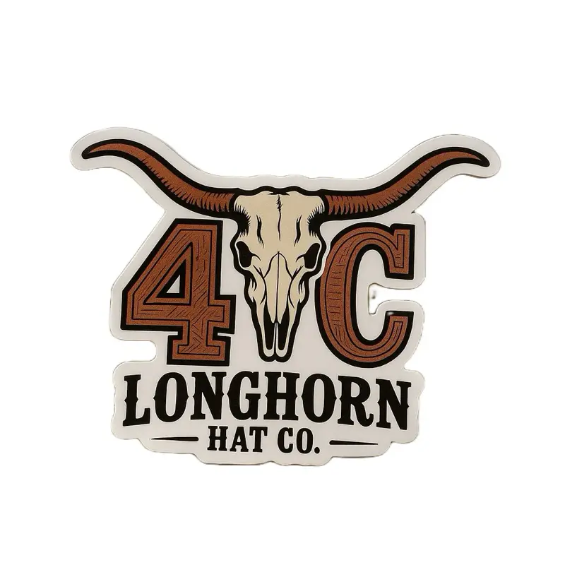 4C LongHorn Hat Co. Decal 4" - Premium Weatherproof Vinyl Sticker for Trucks Coolers and More - Matte Finish Easy Peel Backing