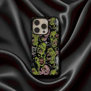 Simple and Sophisticated Design Movie Spooky Z-Zombie Horror Creative Design iPhone Case, Grunge Undead Art Phone Cover Compatible with iPhone 11, 12, 13, 14, 15, 16 17 Plus Air Pro Max Hoco Christmas and Holiday Best Gifts