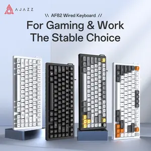 AJAZZ AF82 wired film keyboard, Wired gaming keyboard, Pc gaming keyboard, volume adjustment knob 75% layout saves desktop space 82 keys ergonomic design office keyboard mute structure supports multiple systems for esports and office