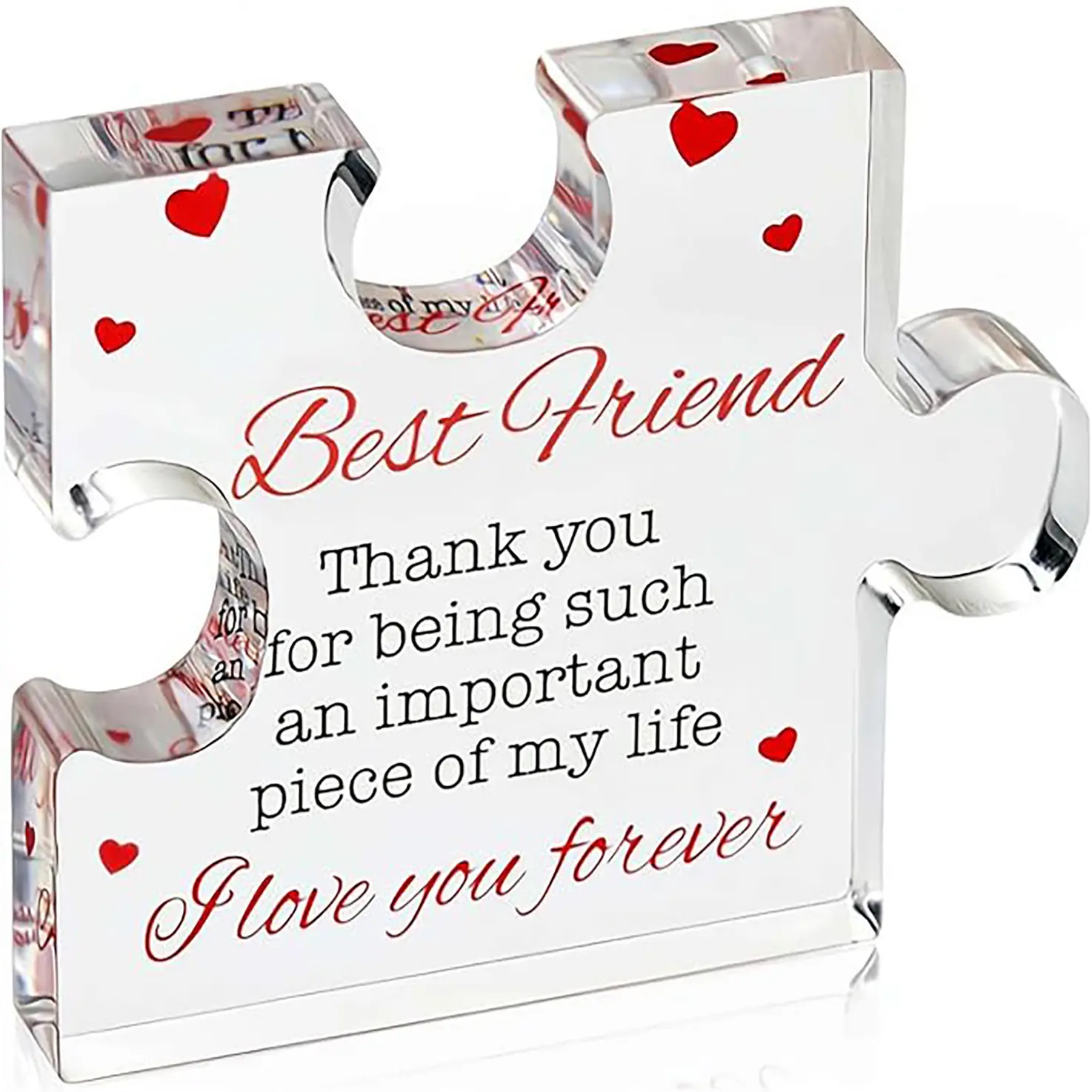 Engraved Puzzle, Engraved Acrylic Block Puzzle, Friendship Gift for Her, Engraved Plaques Desk Decoration for Families and Friends with A Quote Thank You for Being Such an Important Piece of My Life