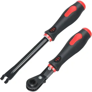 Automatic Gap Adjustment Tool, 5/ 16inch Brake Adjustment Tool Ratchet Wrench Air Brake System Adjustment Wrench Tool Set Suitable for Semi-Trucks, Large Trucks, Trailers (2-Piece Set)