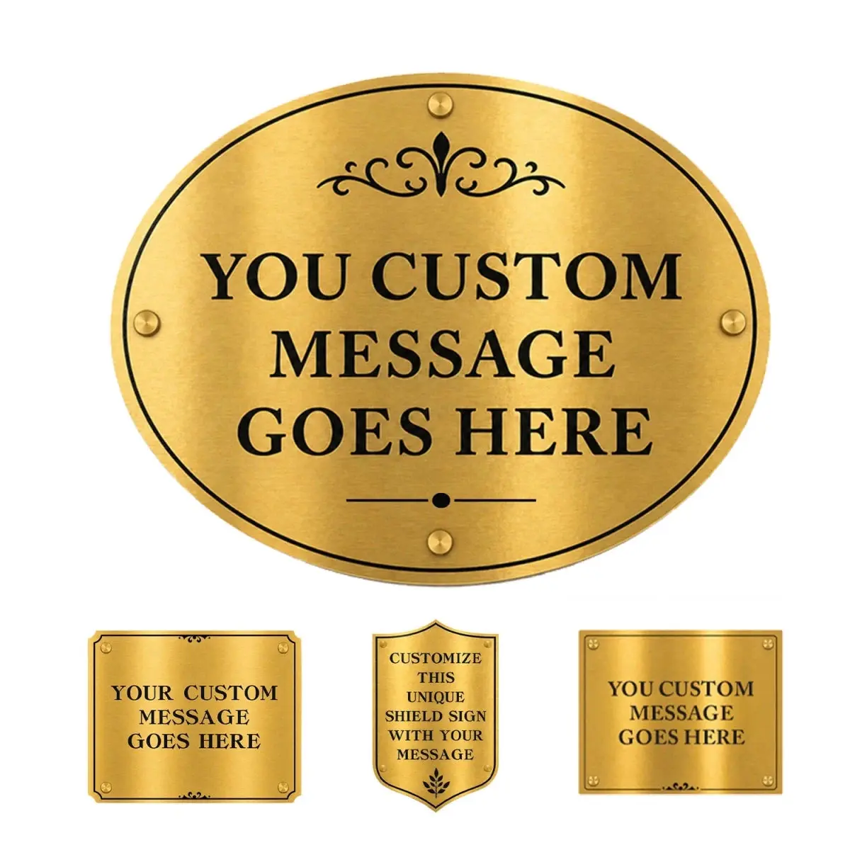 Custom Brushed Gold Metal Signs — Office, Business & Commercial