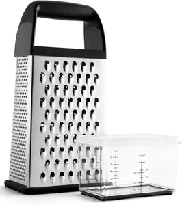 Cheese Grater With Container Box Grater Stainless Steel Graters for Kitchen Cheese Shredder Parmesan Shredder Kitchen Gadgets Kitchen Tools Kitchen Gifts for Chef Dishwasher Safe Zester