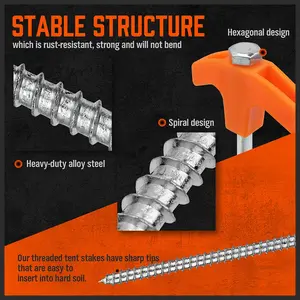 HORUSDY Heavy Duty Tent Stakes - Durable Design for Secure Tent Entry - Ideal for Outdoor Use
