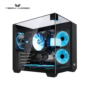 YEAH MAGIC Astral S1 Gaming Desktop Computer - AMD Ryzen 5 5600GT 3.9GHz, 16GB(8G*2) DDR4 3200, 1T NVME SSD, 7 ARGB Fans, 650W Gold Power Supply, WIFI 6, Win 11 Home, Stylish Look Black Desktop for Gaming & Office Work