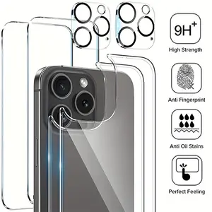 2+2+2, HD tempered glass screen protector, suitable for IPhone11/12/13/14/15/16/Plus/Pro/ProMax series, including 2pcs of mobile phone back glass tempered screen protector and 2pcs of mobile phone rear camera lens protective film, Privacy Screen Protector