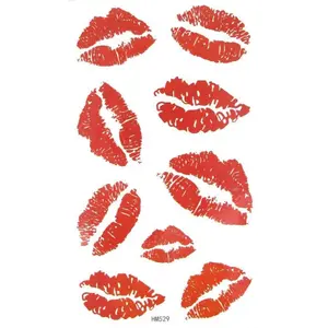 Bright watermelon red lip prints temporary waterproof tattoo sticker (2 pcs/lot)