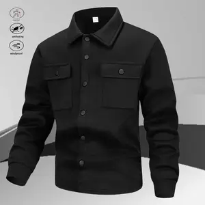 Men's Fitted Longsleeves Collared Shirt Jacket - Stylish Plain Menswear Top with Multiple Pockets, Finely Crafted Collar, Meticulously Handled Buttons & Pocket Details, Casual Elegant Design