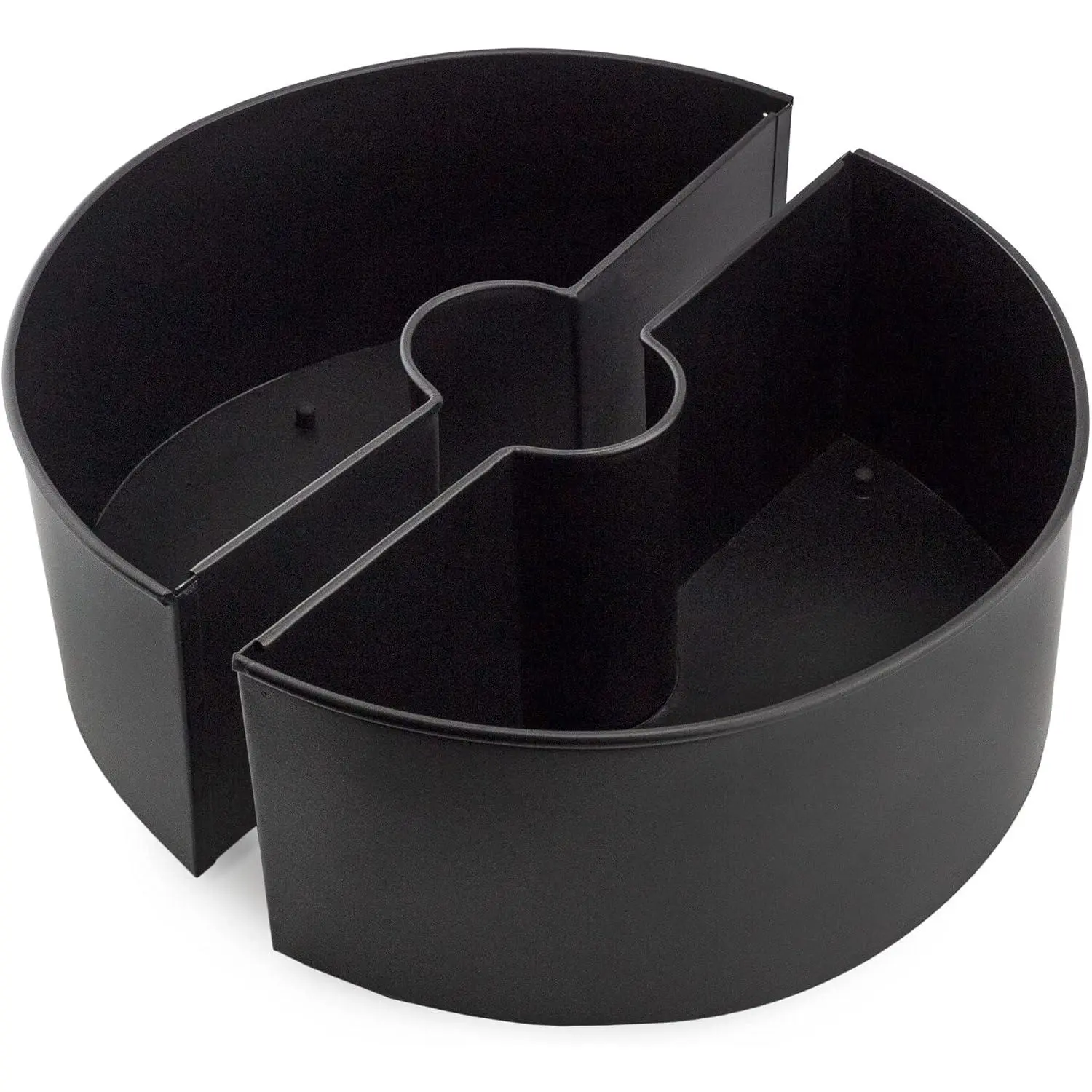 Umbrella Planter for Patio Table w/Umbrella Hole (Black), Enamelware Half-Circle Planter Pots